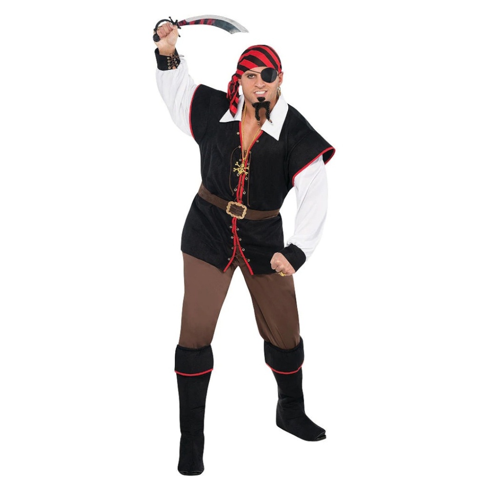 New Mens Halloween Pirate Costume Plus Size